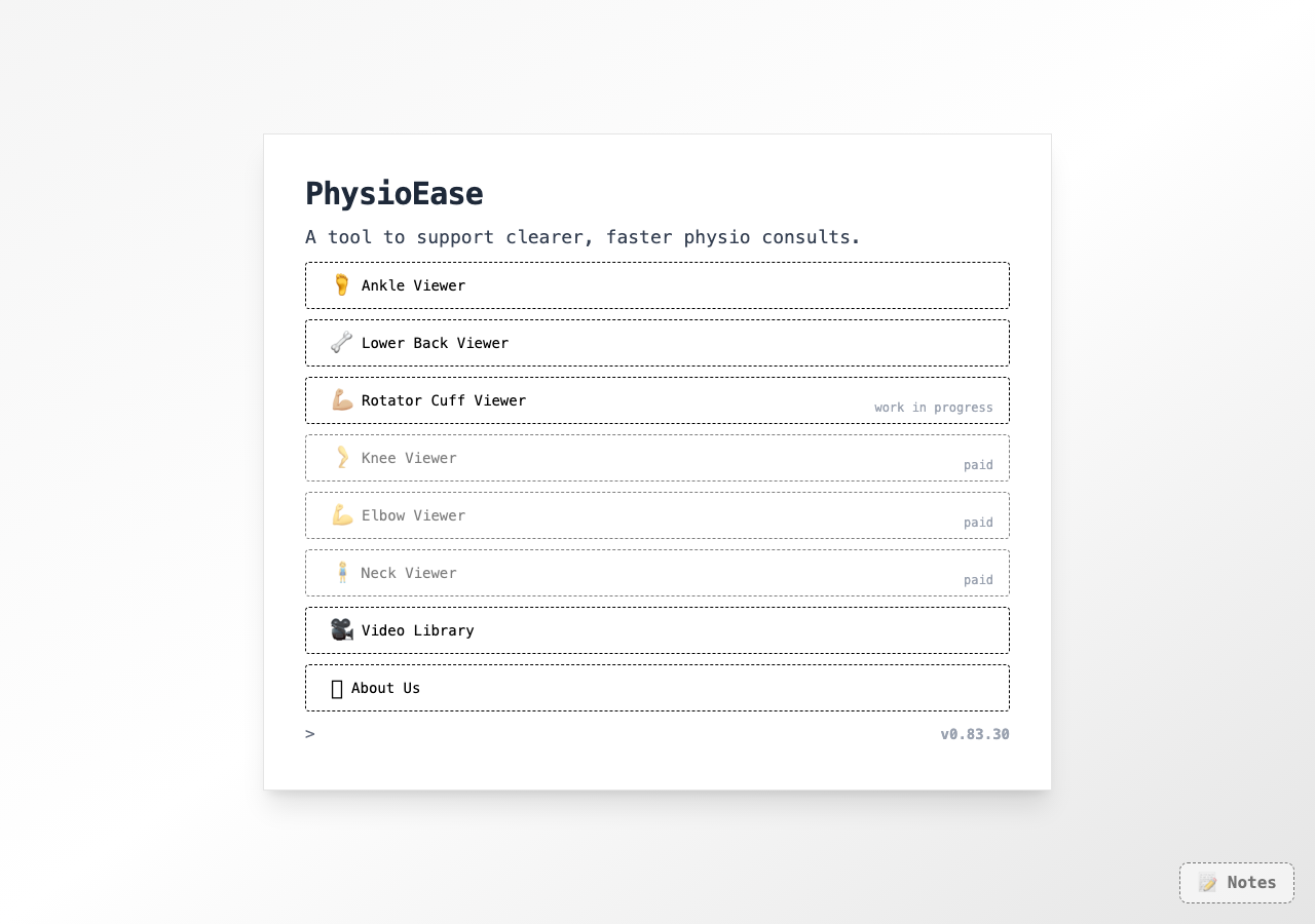 PhysioEase homepage
